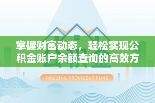 宁化掌握财富动态，轻松实现公积金账户余额查询的高效方法